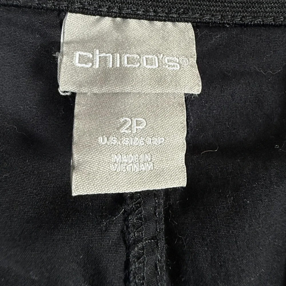 Chicos‎ Pants Womens 2P Black Cargo Stretch Cropped Mid Rise Utility Travel